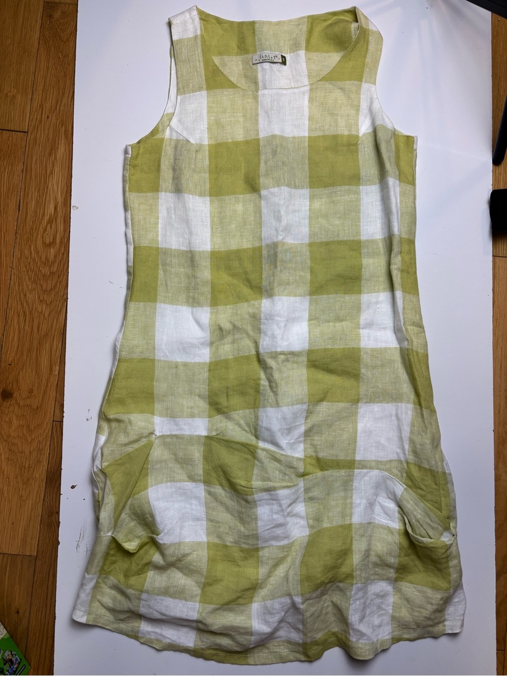 Chalet Linen Checkerboard Shift Dress‎ sz S